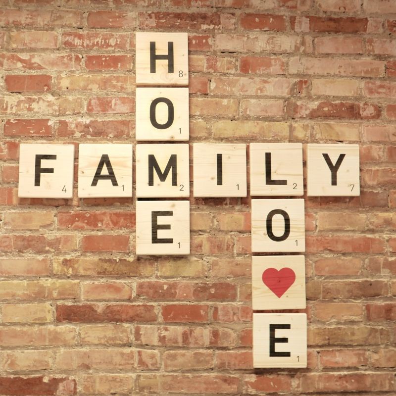 Letras Scrabble: Pack 12 letras FAMILY HOME LOVE