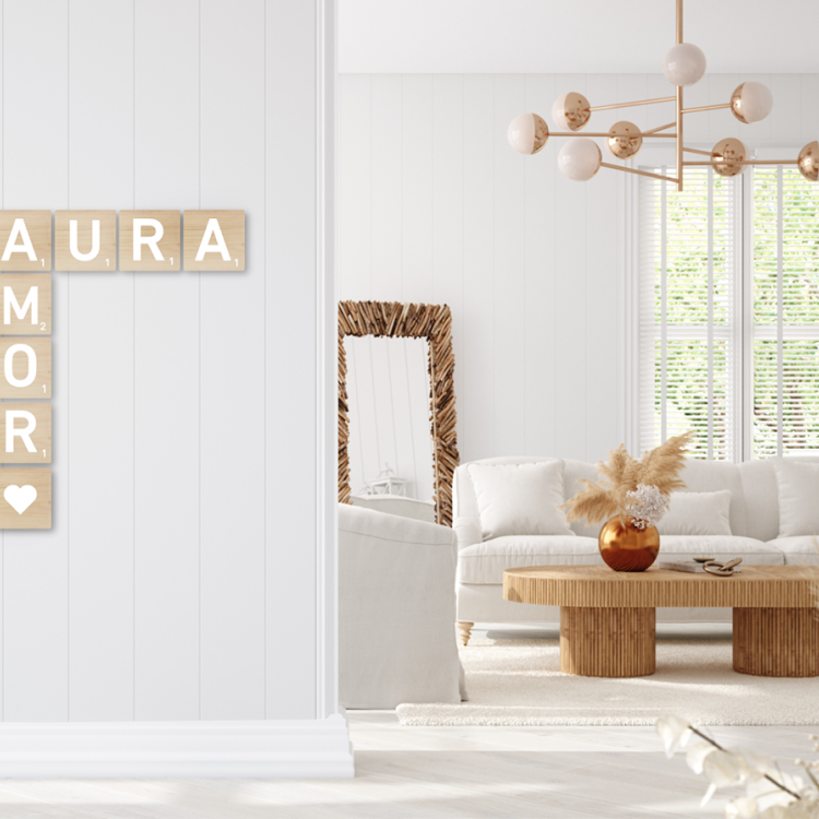 Letras scrabble de madera para la pared