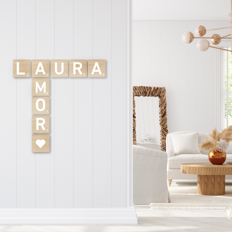 Letras scrabble de madera para la pared