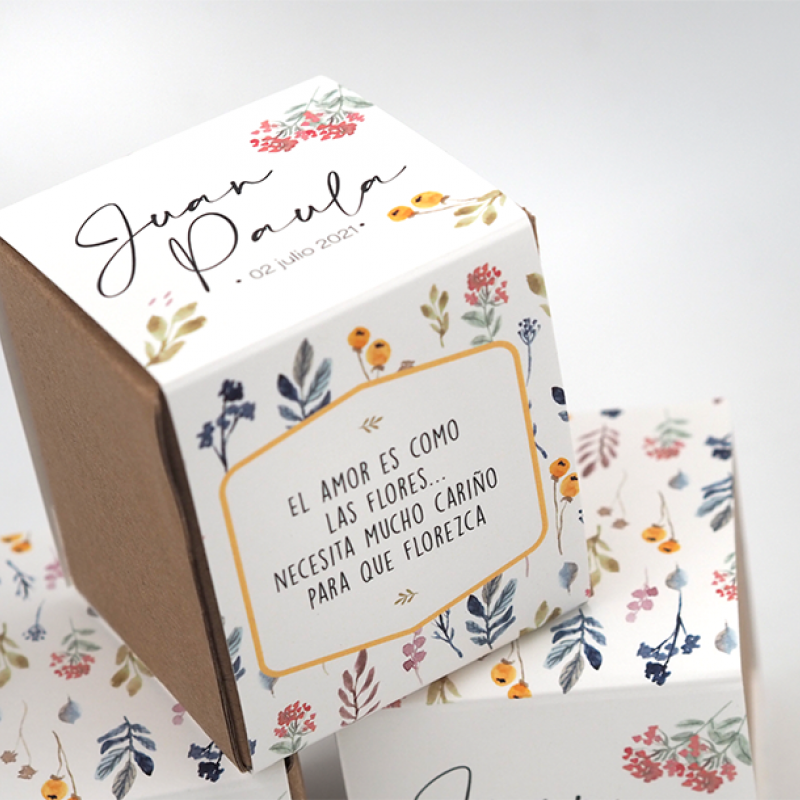 Kit de semillas modelo floral para regalar en bodas y celebraciones