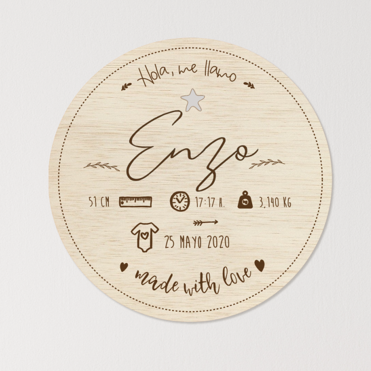 Madera de nacimiento redonda