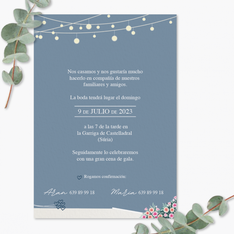 Invitación de boda modelo Lights