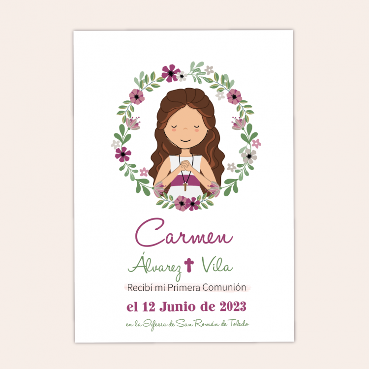 Recordatorio Comunión modelo flores