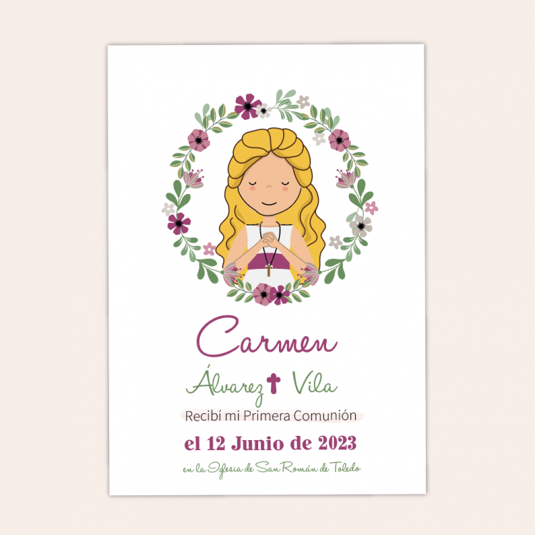 Recordatorio Comunión modelo flores