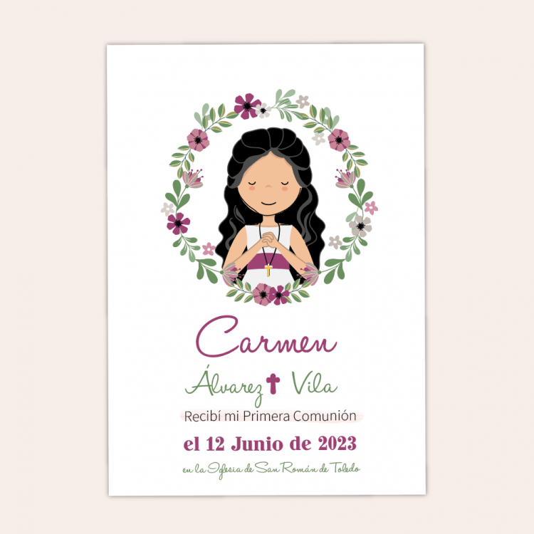 Recordatorio Comunión modelo flores