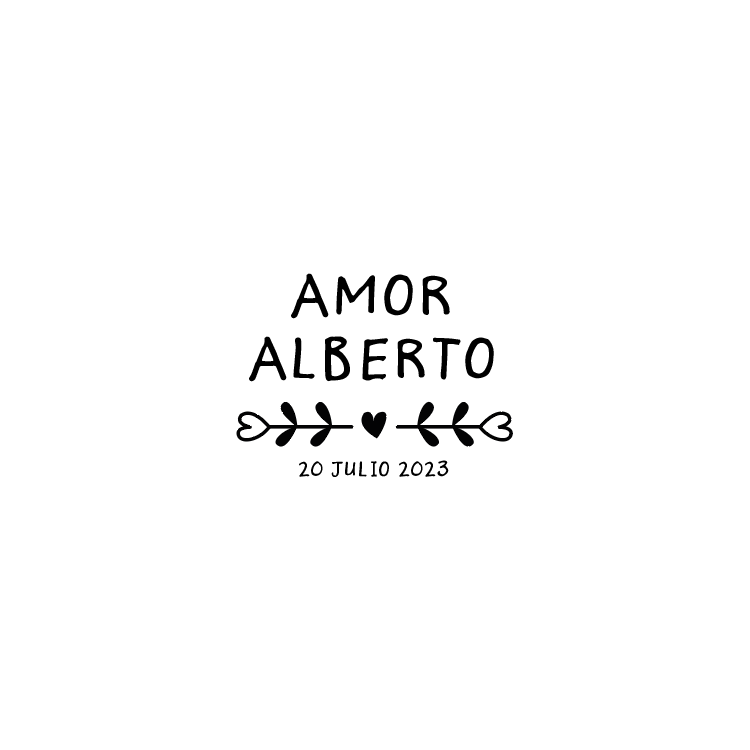 Sello de madera modelo "Amor y Alberto"