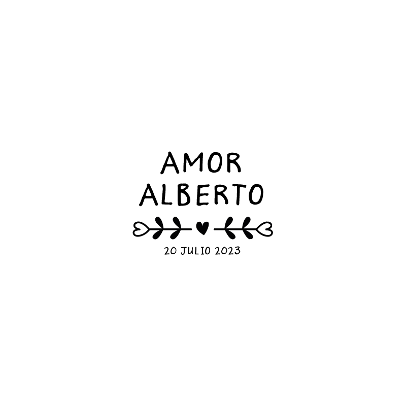 Sello de madera modelo "Amor y Alberto"
